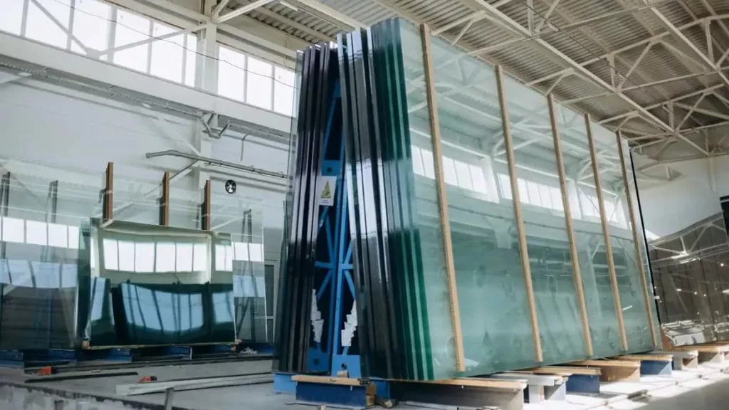 Warehouse with glass sheets