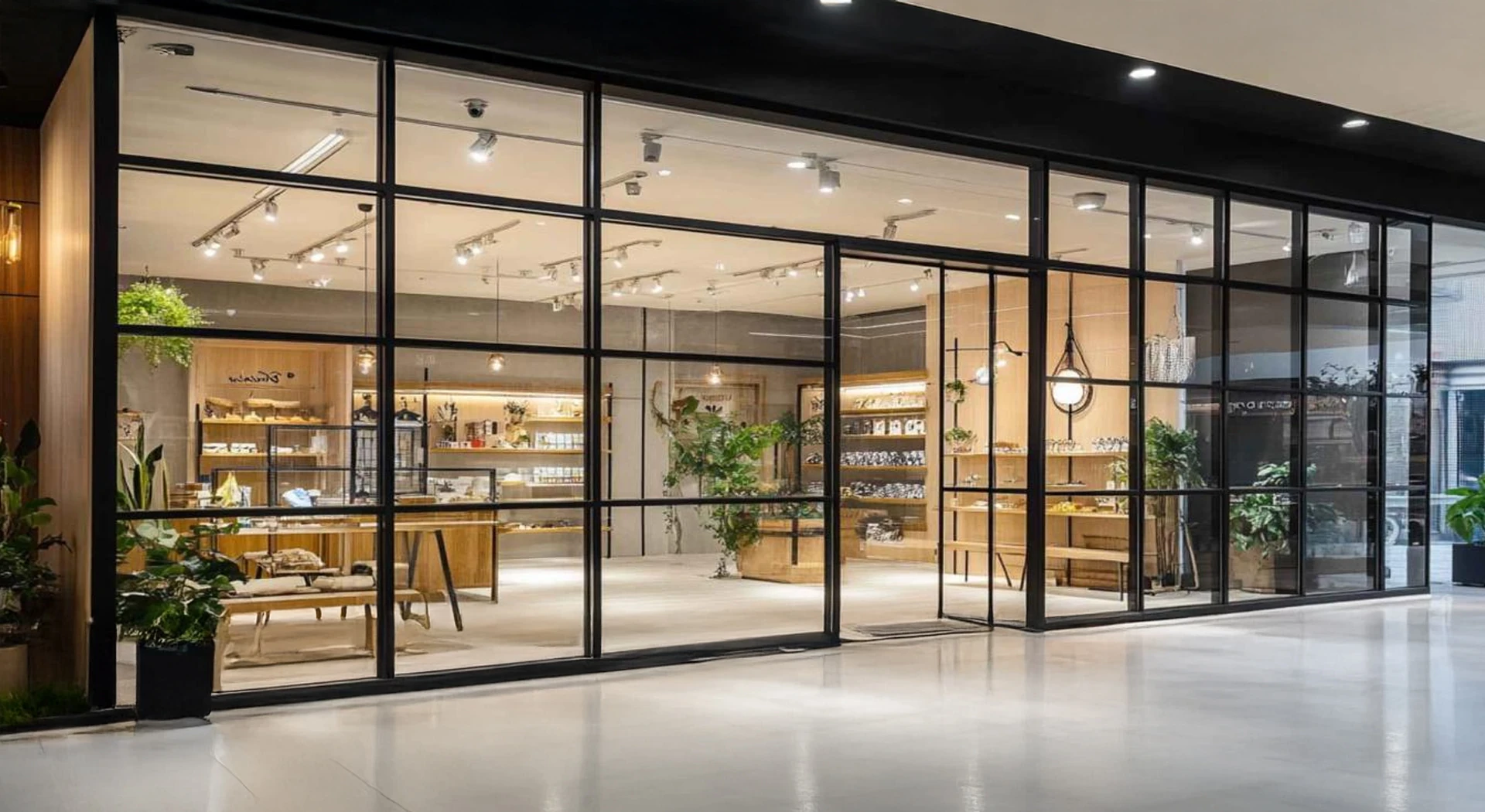 Toughened glass shopfront