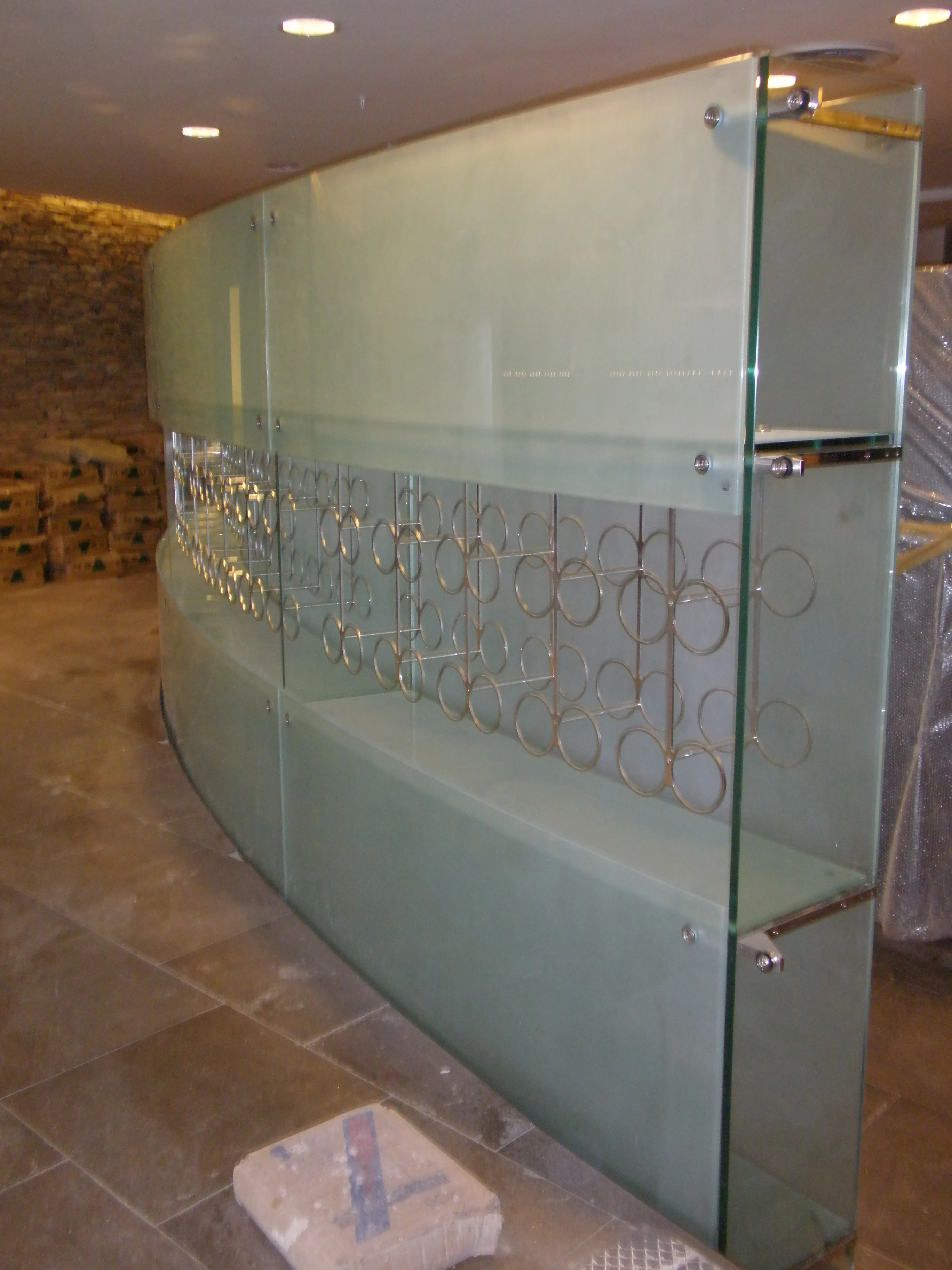 Toughened glass display cabinet